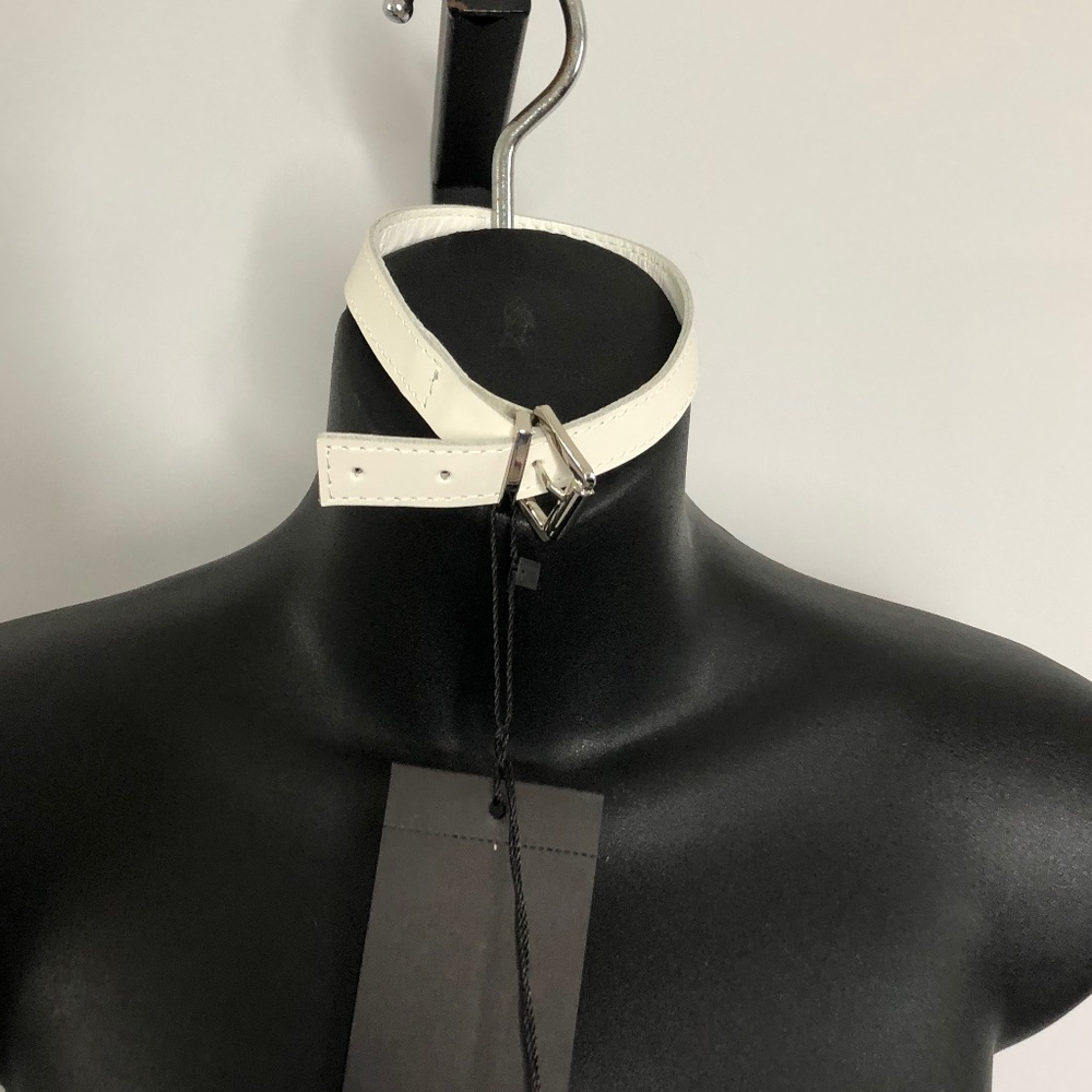 NWT Manokhi White Leather Belted Choker Necklace